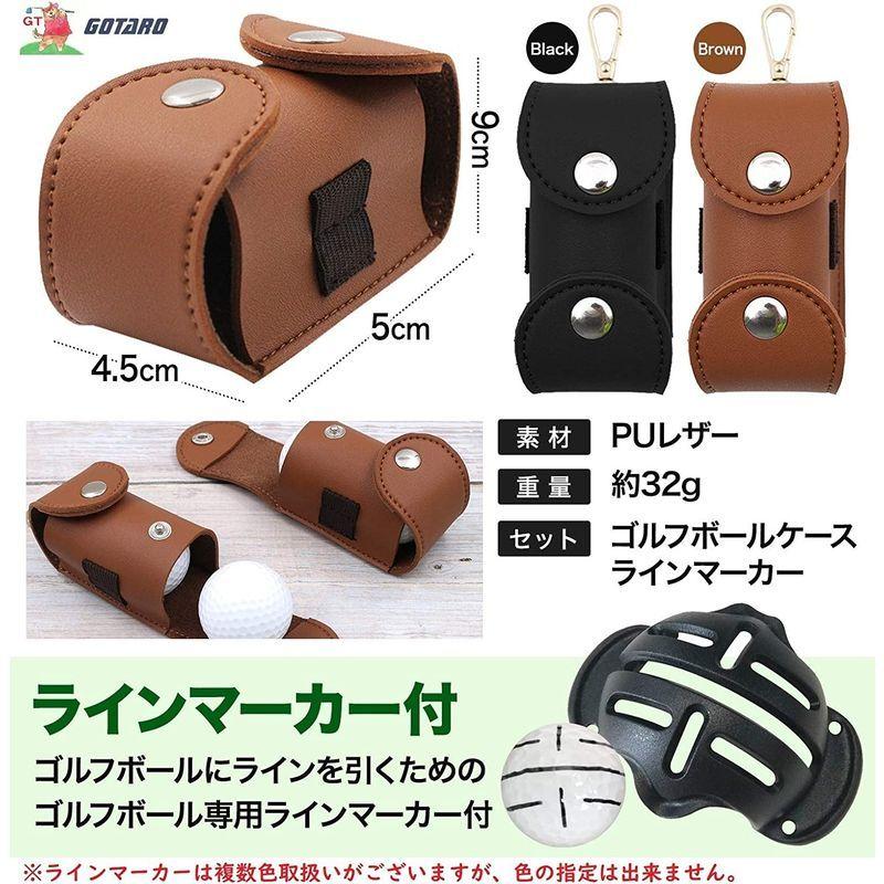 GOTARO ゴルフボールケース ボールホルダー ボールポーチ ゴルフアクセサリー ラインマーカー セット 軽量 PUレザー (ブラウン)|vagaluna1|06