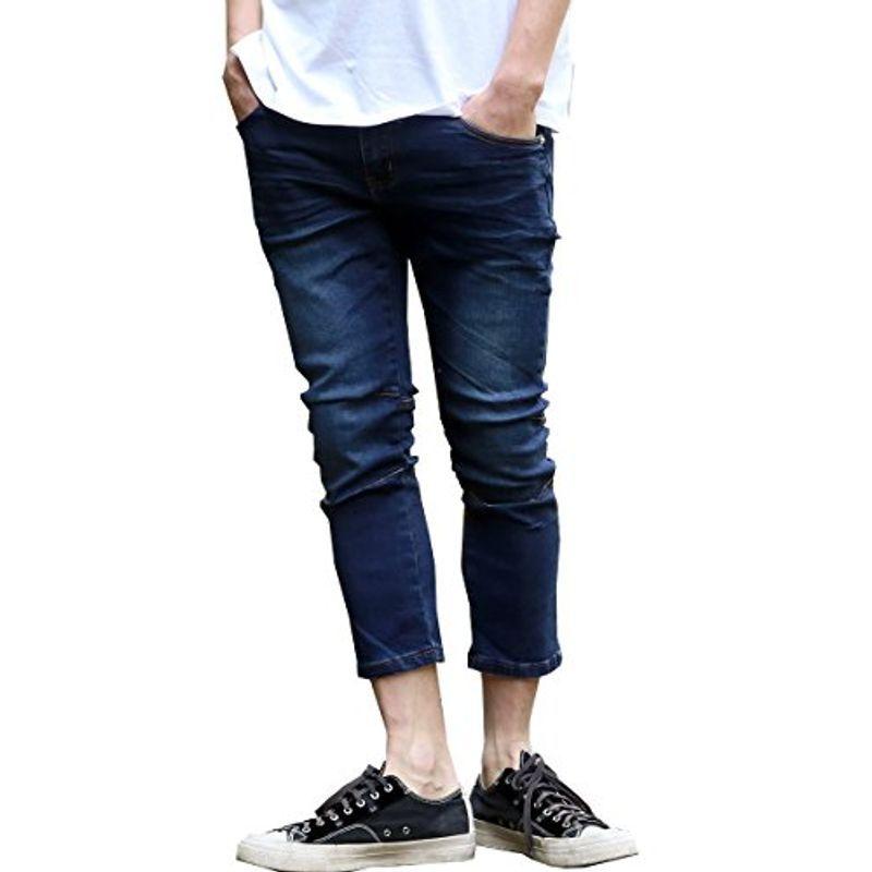 アークティックプラント Arctic Plant メンズ ストレッチ デニム スキニー 7分丈 クロップド ジーンズ ネイビー 2 M 誠実