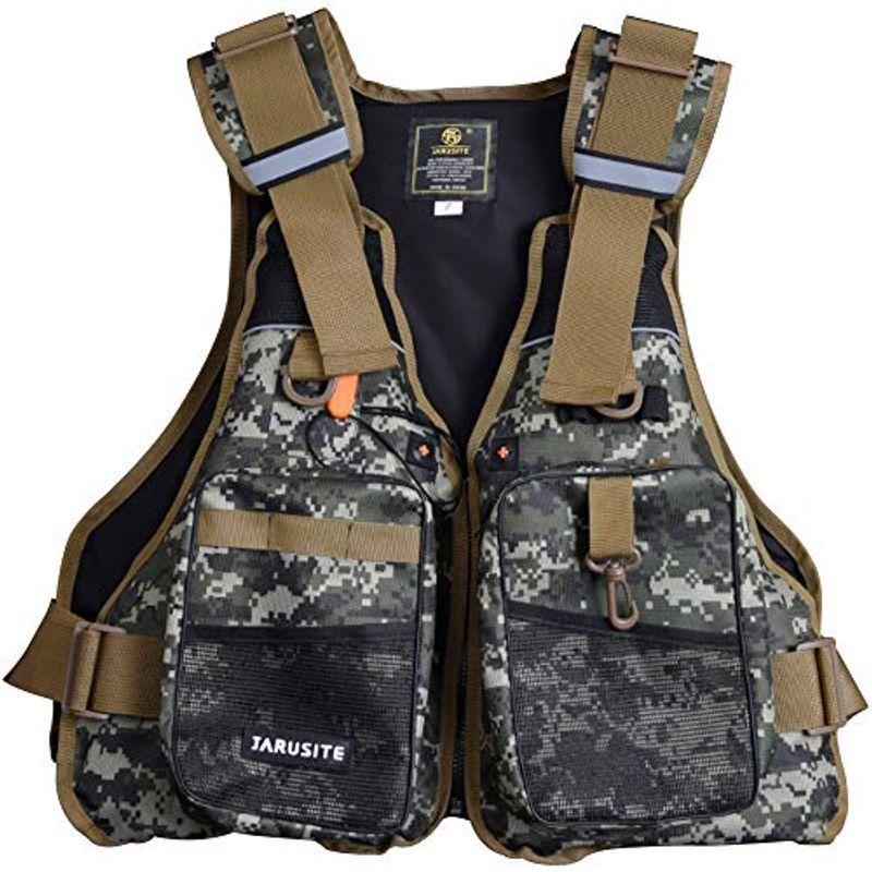 Motomo フィッシングベスト フローティングベスト ライフジャケット 通気性よく 多機能 笛付き 浮力材
