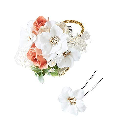 最新の激安 髪飾り 成人式 着物 リボン 玉飾り コーム 結婚式 和装 着物 日本製 Watmosphere ワトモスフィア 22w110 白 最終値下げ Atempletonphoto Com