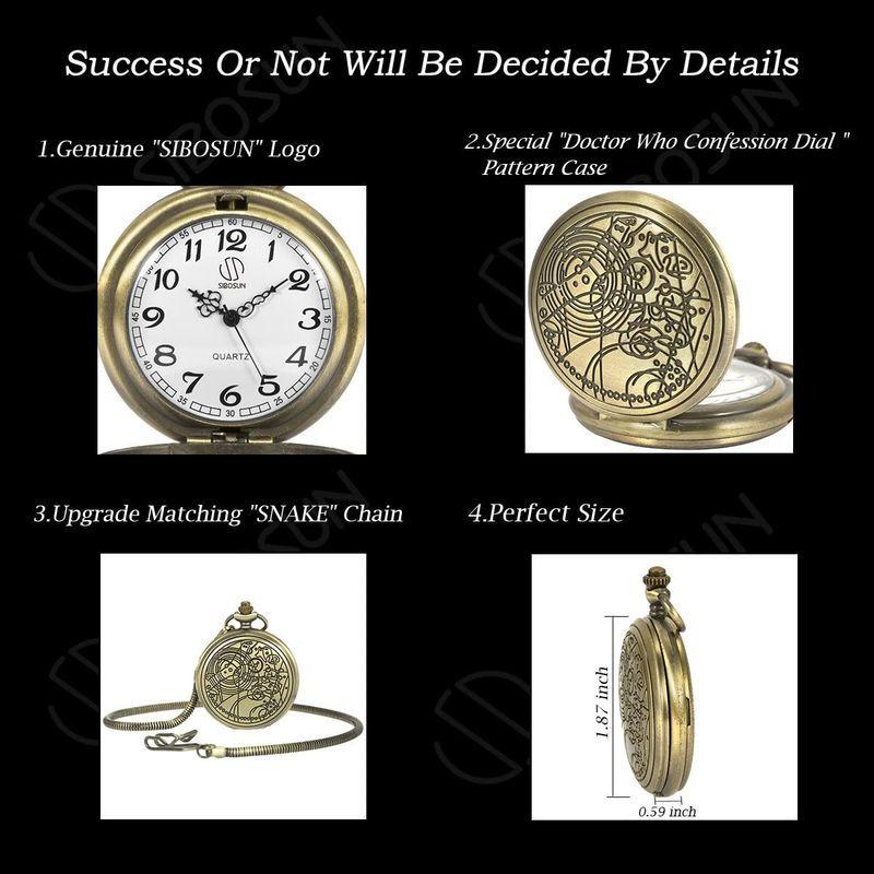 21秋冬新作 Sibosun ブランド スチームパンク アンティークドクター フー 告白ダイヤル パターン 男性 懐中時計 チェーン ボックス クォーツ Cisama Sc Gov Br