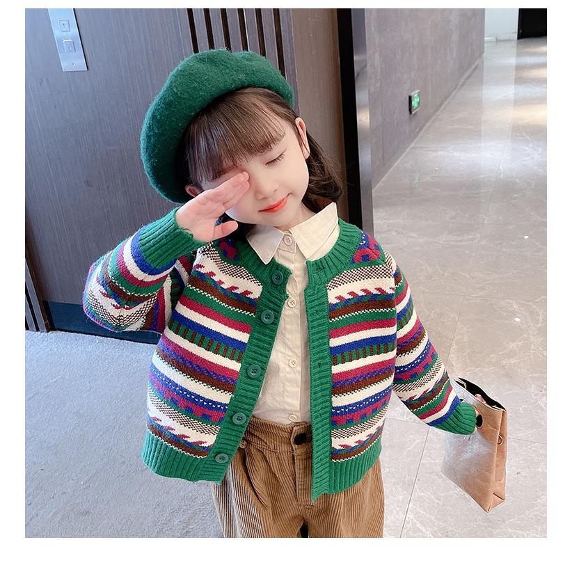 新生活 羽織り ニットカーデ 子供 ガールズ ニットアウター 子供服 前開き 長袖 ジュニア ニットセーター ニットキッズ服 女の子 トップス キッズ 秋着 セーター ボーダーカーデ カーディガン キッズ 80cm 韓国子供服