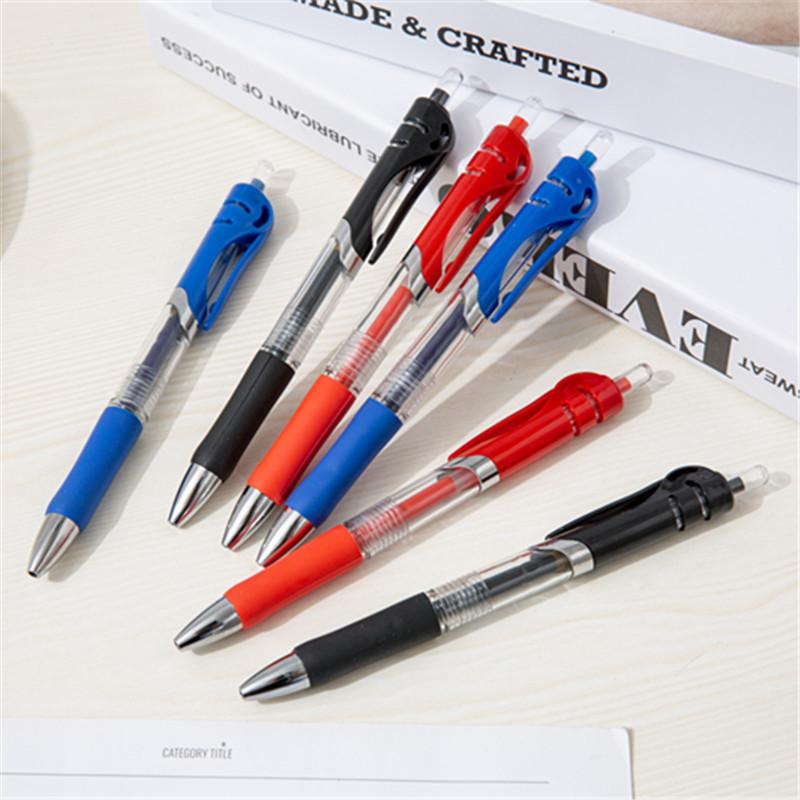 ボールペン 12本セット サラサラと 中性 【12本セット】まとめ買い 0.5mm ノック式ボールペン 白 赤 青 黒 筆記具