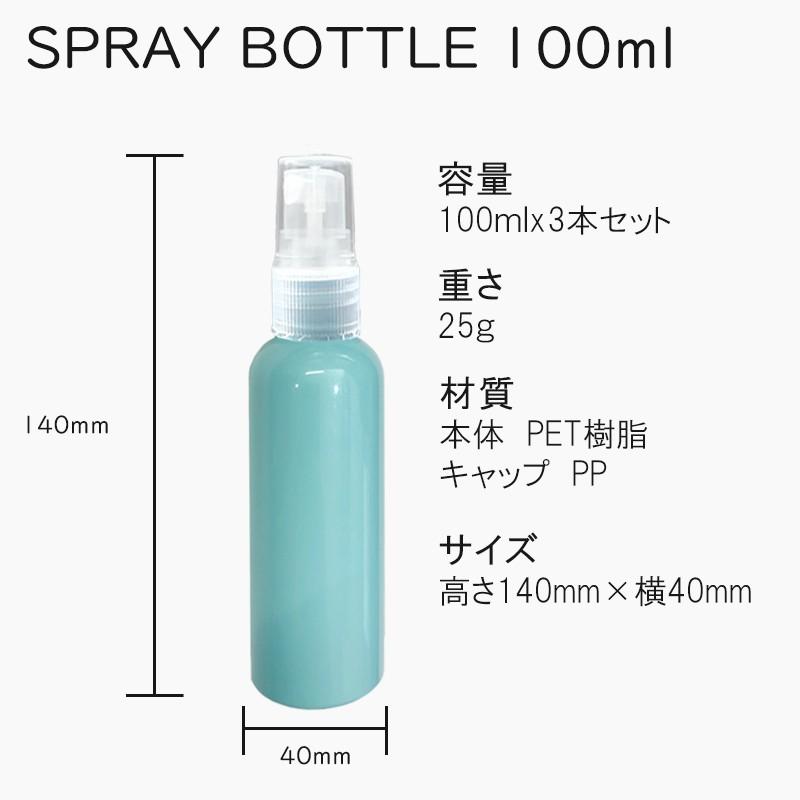 スプレーボトル 100ml x3本セット 即日発送 キャップ付き スプレー容器
