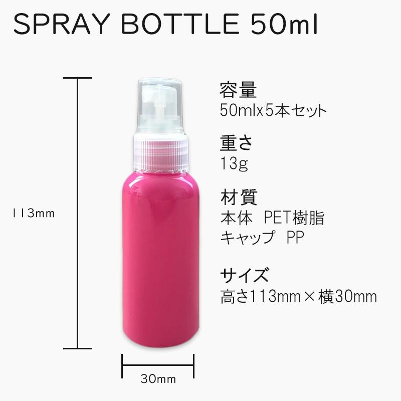 スプレーボトル 50ml x5本セット 即日発送 キャップ付き スプレー容器