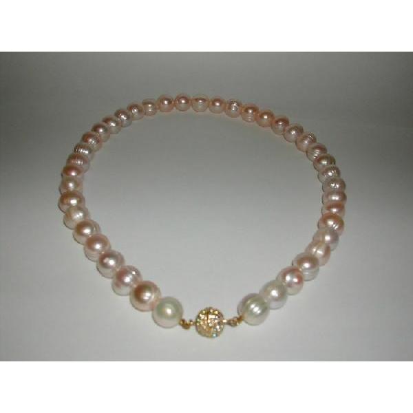 湖水パールネックレスピンク大粒１