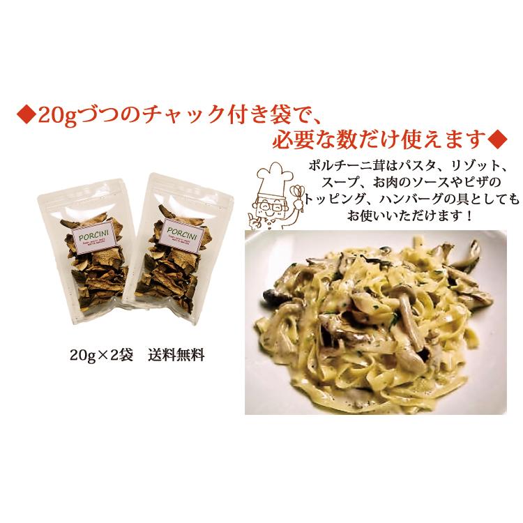 イタリア産 乾燥 ポルチーニ茸 40g 20g×2袋 メール便 パスタ 生クリーム リゾット 簡単 小分け クリーム 美味しい 香り イタリア スープ オムレツ 味 | ブランド登録なし | 07