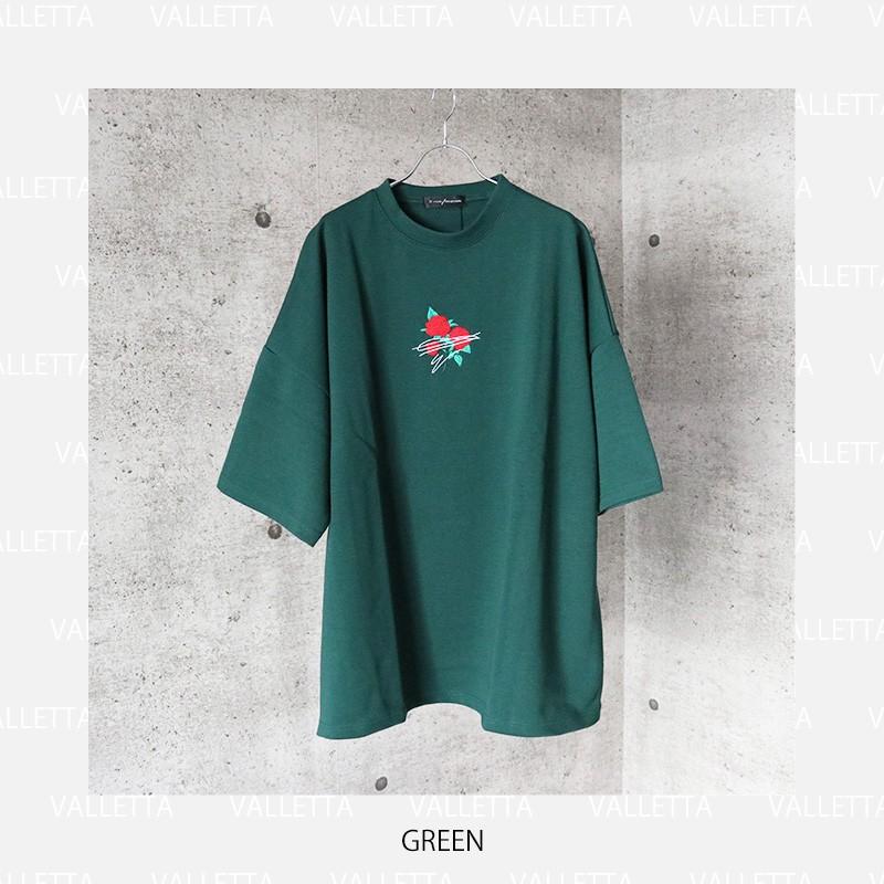 バラ刺繍 ビッグtシャツ メンズ ワイドシルエット Tシャツ ビッグt Big Tシャツ バラ プリントtシャツ ドロップショルダー ドルマンスリーブ ヘビーウェイト 026 001 Valletta 通販 Yahoo ショッピング