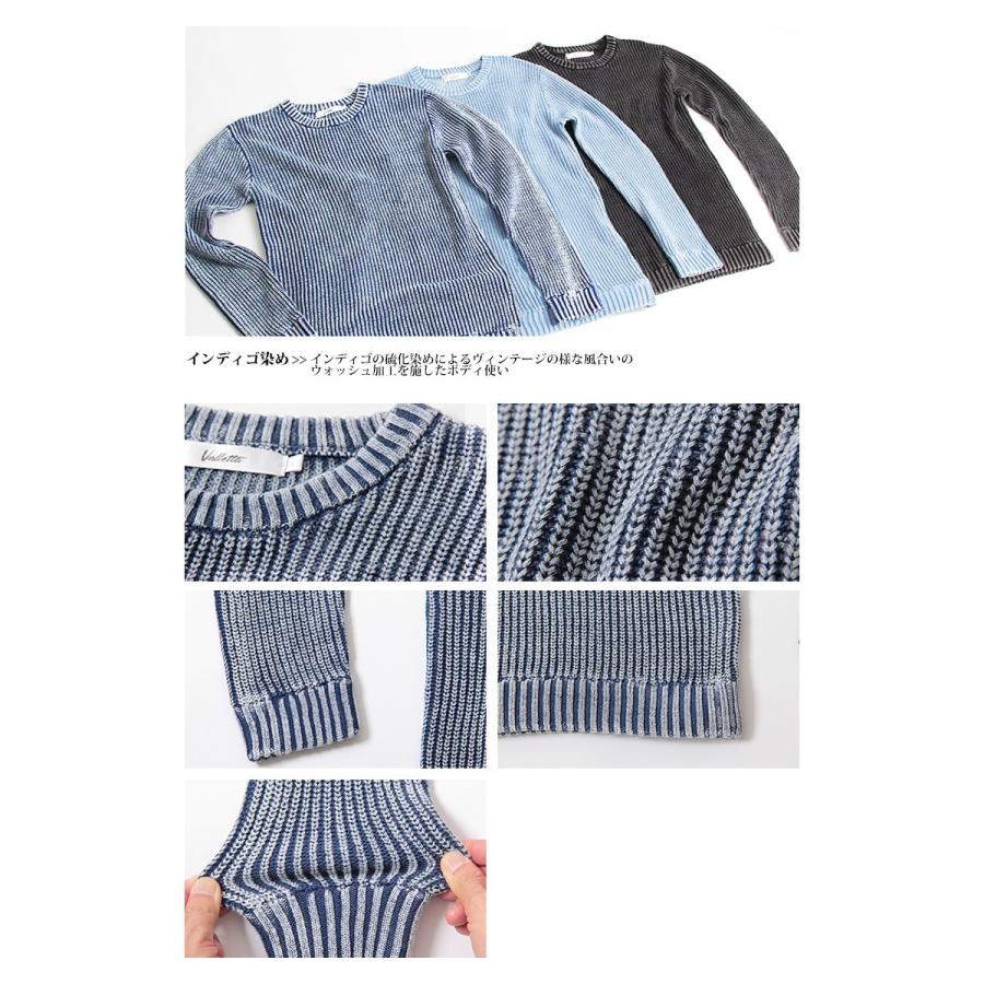 トレンドコーデ インディゴ ニット セーター 長袖 クルーネック ストレッチ 無地 ストリート メンズ 19 秋 冬 新作 Valletta 通販 Yahoo ショッピング