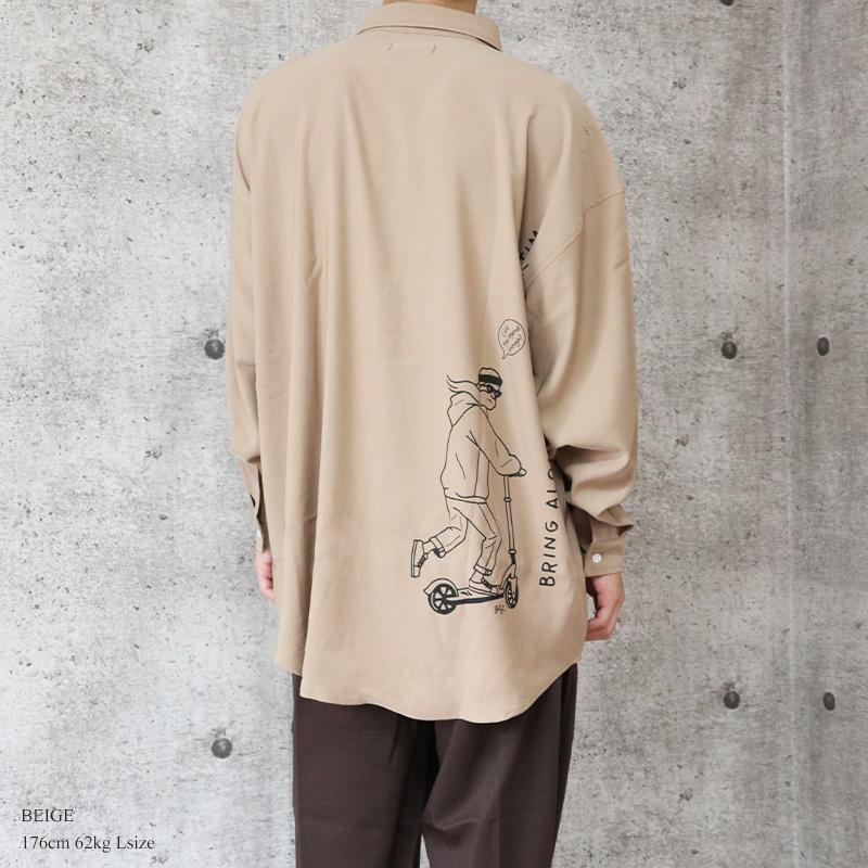 イラストプリント ビッグシルエット 長袖 シャツ メンズ ロング丈 ビッグシャツ ロングシャツ ビッグサイズ ストリート モード レトロ 韓国 メール便 送料無料 034 001 Valletta 通販 Yahoo ショッピング