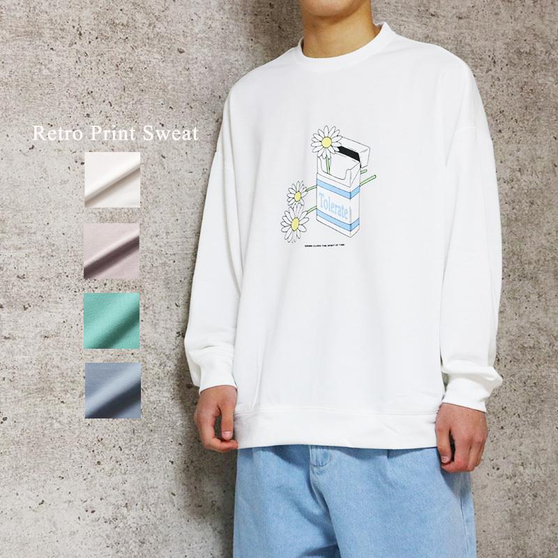 レトロ イラスト プリント スウェット トレーナー メンズ 裏毛 クルーネック ビッグサイズ ビッグシルエット バックプリント 古着系 ストリート系 送料無料 116 004 Valletta 通販 Yahoo ショッピング