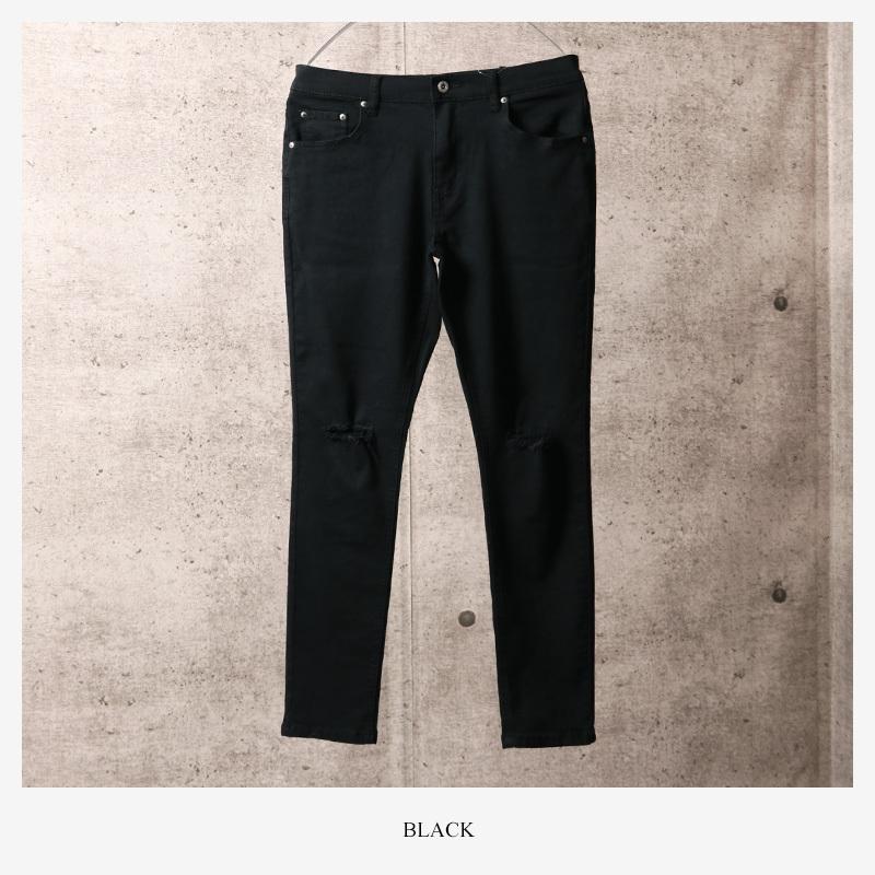 ダメージジーンズ スキニーパンツ メンズ 膝 クラッシュ加工 ダメージ加工 ストレッチ ブラックデニム ホワイトデニム スキニー ジーンズ メール便 送料無料 12 H6 Valletta 通販 Yahoo ショッピング
