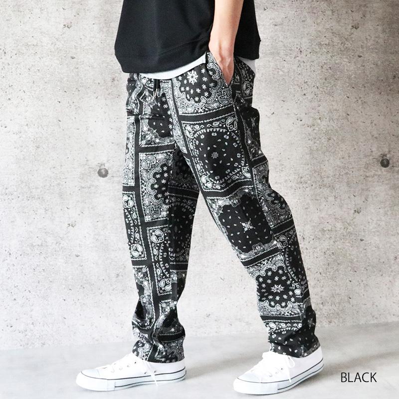 ペイズリー柄 バンダナ柄 シェフパンツ ワイドパンツ メンズ イージーパンツ ペイズリー バンダナ ブラック 黒 ホワイト 白 ビッグサイズ 送料無料 H007 Valletta 通販 Yahoo ショッピング