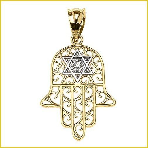 即納あす楽 Jewish Jewelry By Fdj イエロー ゴールド Hamsa Hand With Star Of David ダイヤモンド Centered ペンダント 激安 通信販売 Www Eduka Rs