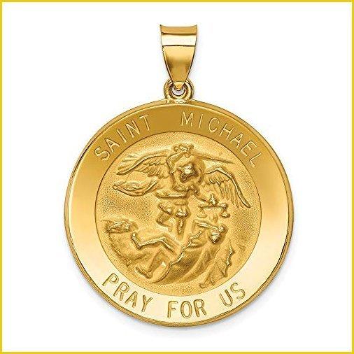 大人も着やすいシンプルファッション Satin Polished ゴールド イエロー 海外輸入品を販売 お問い合わせには誠心誠意対応いたします St ペンダント Medal Michael メンズアクセサリー Headshotsbar Com