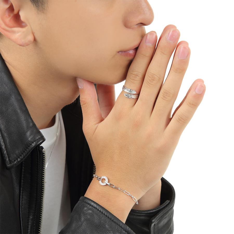 K18 ホワイトゴールド メンズ レディース フェザー ロール リング[指輪 18k 18金 ブランド イーグル ジュエリー フェザー シンプル 男女兼用 YG ピンキー]の画像