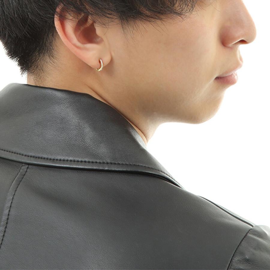フープピアス　ピアス　k18 18金 18金 メンズ ピアス K18 イエローゴールド ダイヤモンド 0.06 ct