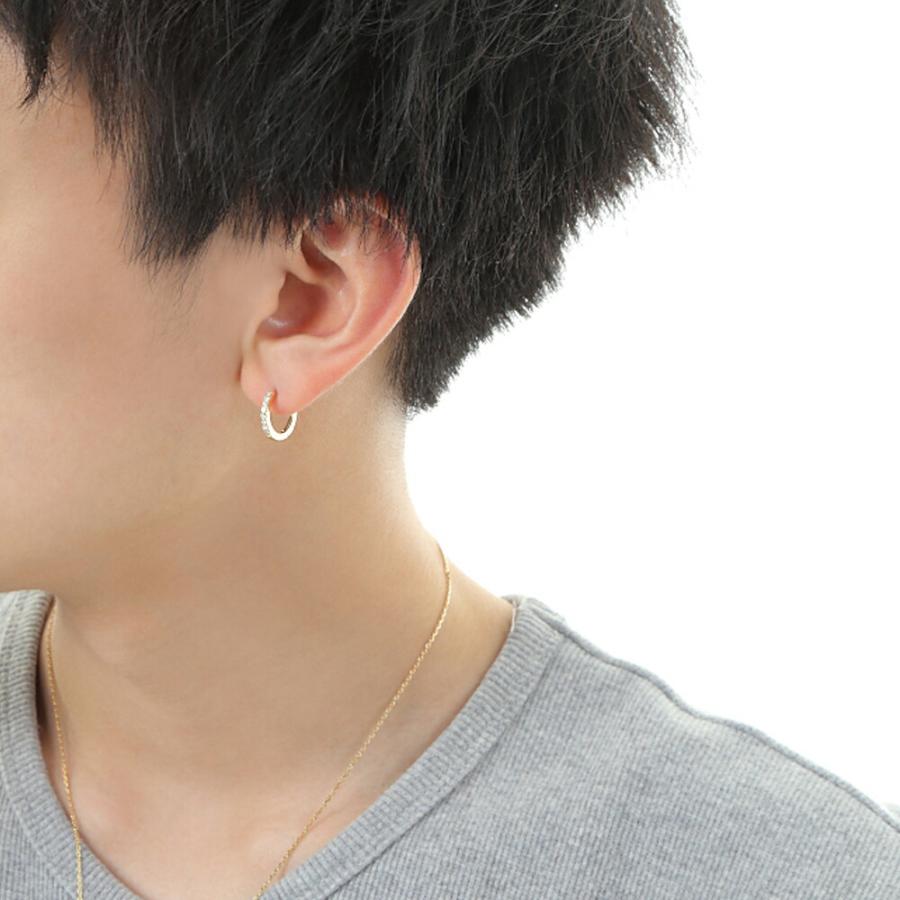 18金 メンズ ピアス K18 イエローゴールド ダイヤモンド0.10ct