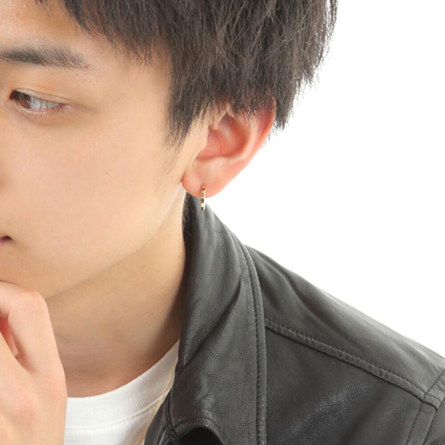 18金 メンズ ピアス K18 イエローゴールド ハイポリッシュ スプリング
