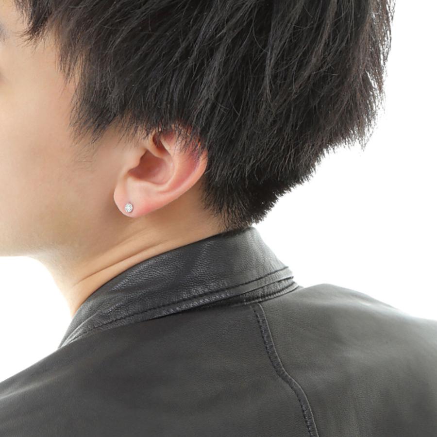 18金 メンズ ピアス K18 ホワイトゴールド ダイヤモンド イリュージョン クラスター ※1個販売（片耳）[ k18 18k ブランド スタッド シンプル YG ]の画像