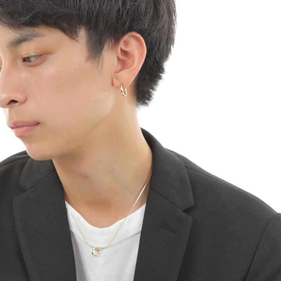 18金 メンズ ピアス K18 イエローゴールド フープ パイプ (幅2mm/直径15mm)※1個販売(片耳)[ 18k リング 男性 ベーシック シンプル YG]の画像