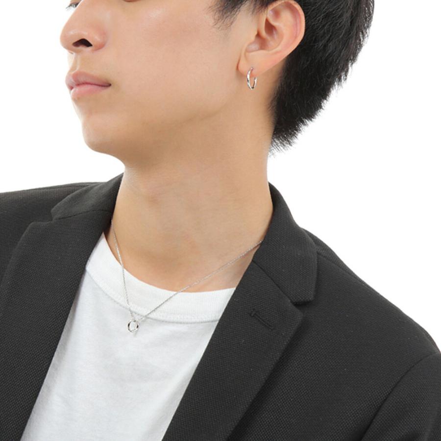 18金 メンズ ピアス K18 ホワイトゴールド フープ パイプ (幅1.5mm/直径15mm)※1個販売(片耳)[18k リング 男性 ベーシック シンプル WG]