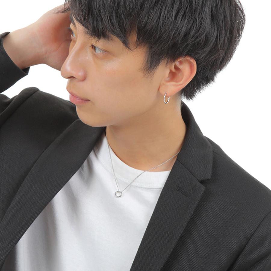 18金 メンズ ピアス K18 ホワイトゴールド フープ パイプ (幅1.5mm/直径15mm)※1個販売(片耳)[18k リング 男性 ベーシック シンプル WG]