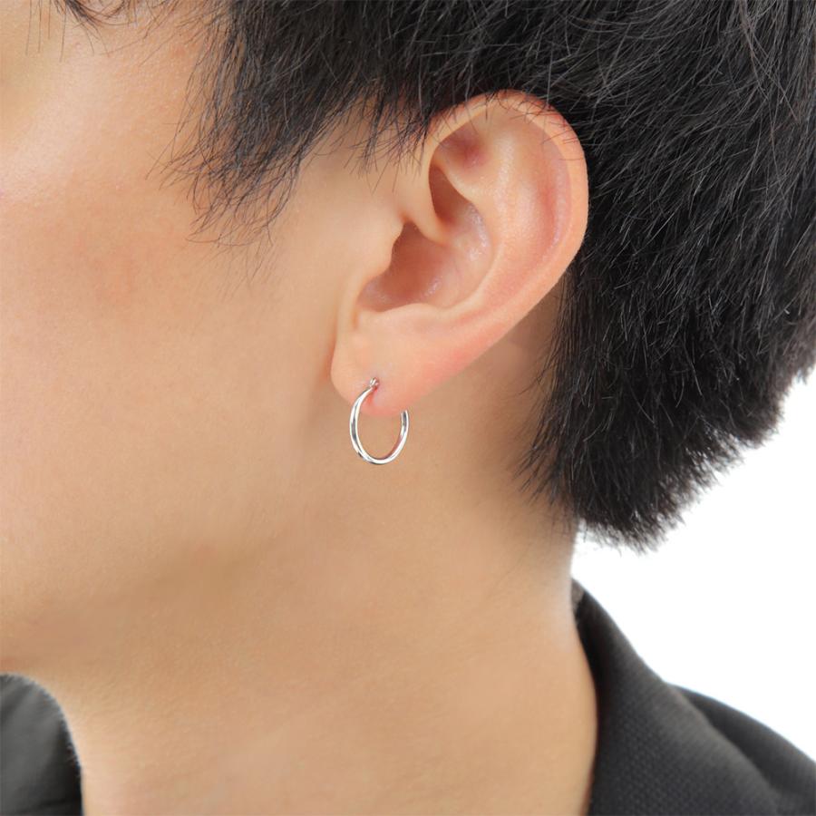 18金 メンズ ピアス K18 ホワイトゴールド フープ パイプ (幅1.5mm/直径15mm)※1個販売(片耳)[18k リング 男性 ベーシック シンプル WG]