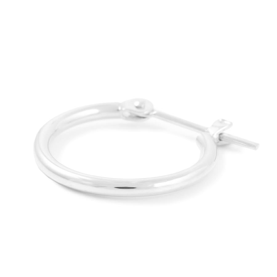 18金 メンズ ピアス K18 ホワイトゴールド フープ パイプ (幅1.5mm/直径15mm)※1個販売(片耳)[18k リング 男性 ベーシック シンプル WG]