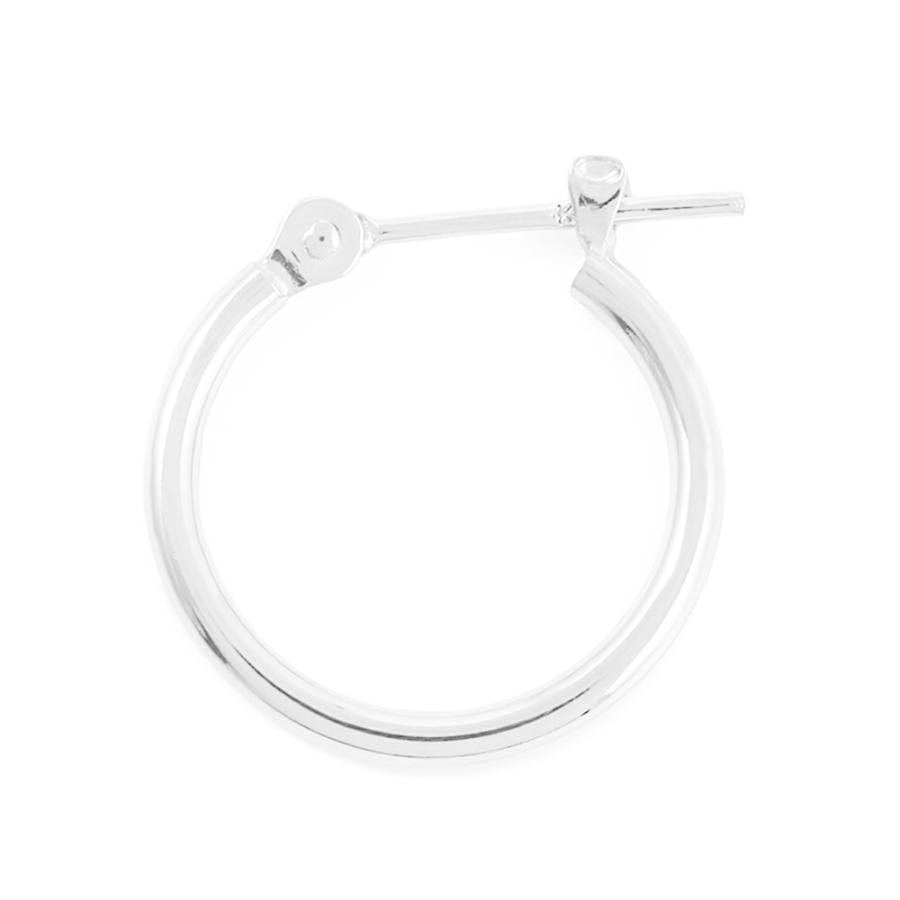 18金 メンズ ピアス K18 ホワイトゴールド フープ パイプ (幅1.5mm/直径15mm)※1個販売(片耳)[18k リング 男性 ベーシック シンプル WG]