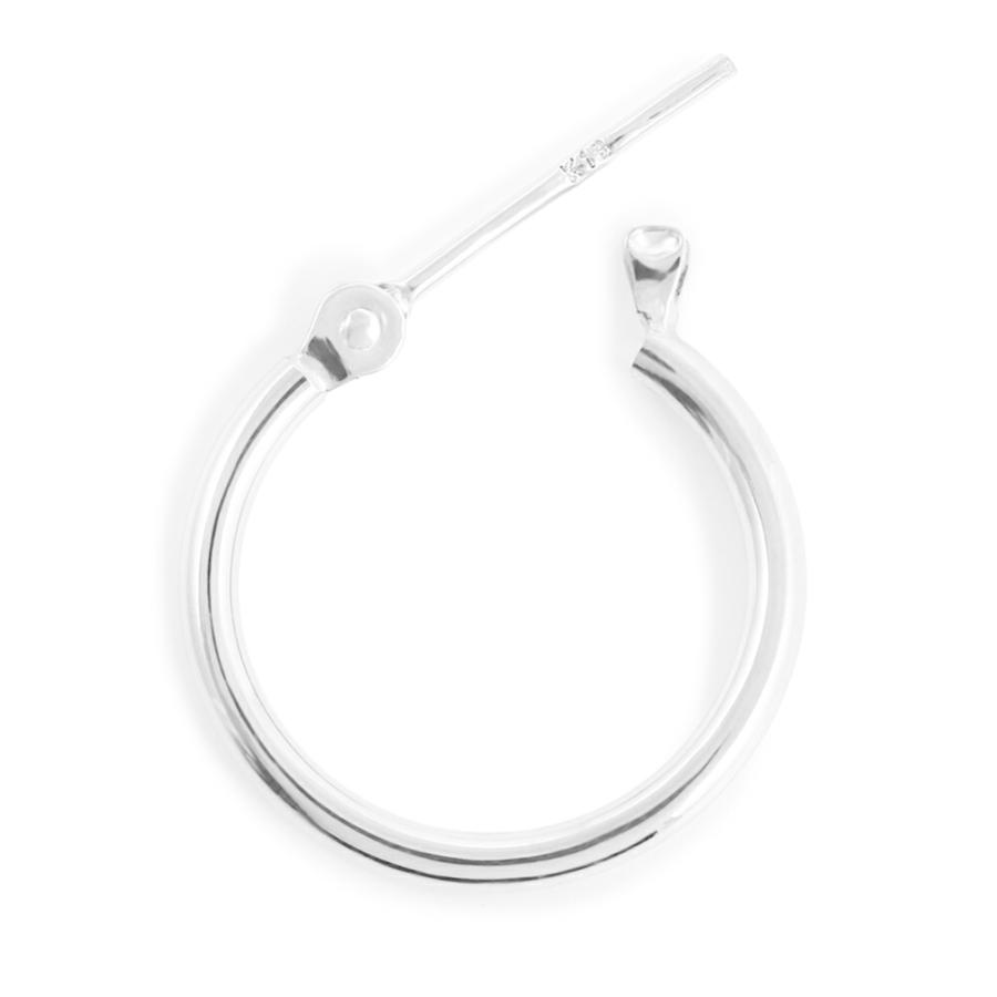 18金 メンズ ピアス K18 ホワイトゴールド フープ パイプ (幅1.5mm/直径15mm)※1個販売(片耳)[18k リング 男性 ベーシック シンプル WG]
