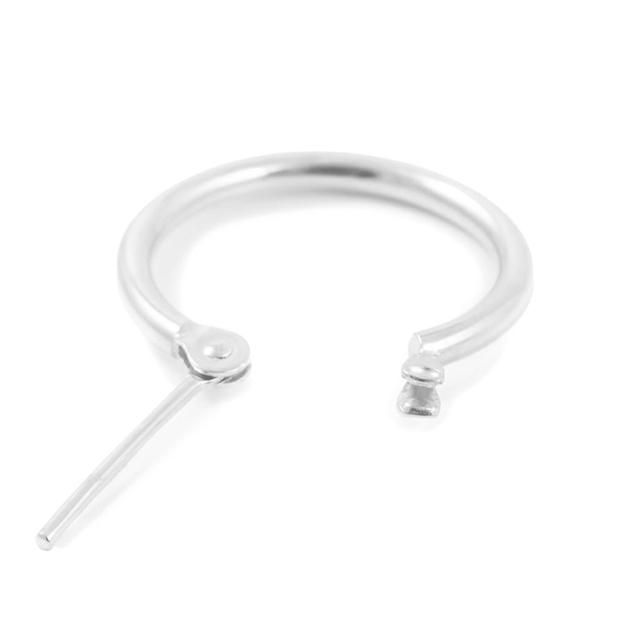 18金 メンズ ピアス K18 ホワイトゴールド フープ パイプ (幅1.5mm/直径15mm)※1個販売(片耳)[18k リング 男性 ベーシック シンプル WG]