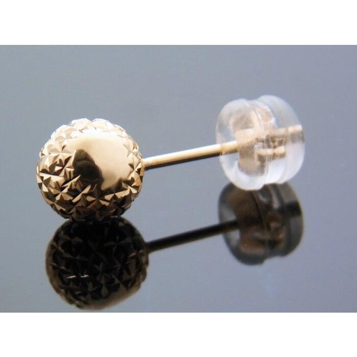18金 メンズ ピアス K18 イエローゴールド スクランブルカット ボール(幅5mm) スタッド ※1個販売(片耳)[18k 男性 デザイン ベーシック シンプル YG]の画像