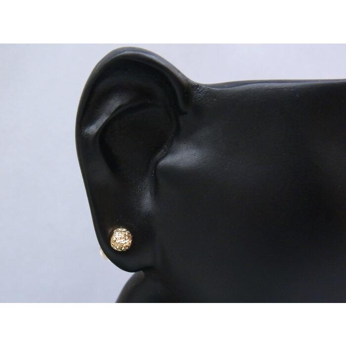 18金 メンズ ピアス K18 イエローゴールド スクランブルカット ボール(幅5mm) スタッド ※1個販売(片耳)[18k 男性 デザイン ベーシック シンプル YG]の画像