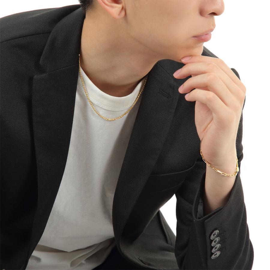 【プレミアムモデル】 18金 メンズ ネックレス K18 レディース イエローゴールド プレミアム パイプ ロープチェーン 2mm幅 45cm[k18 18k 縄 スクリュー ]の画像