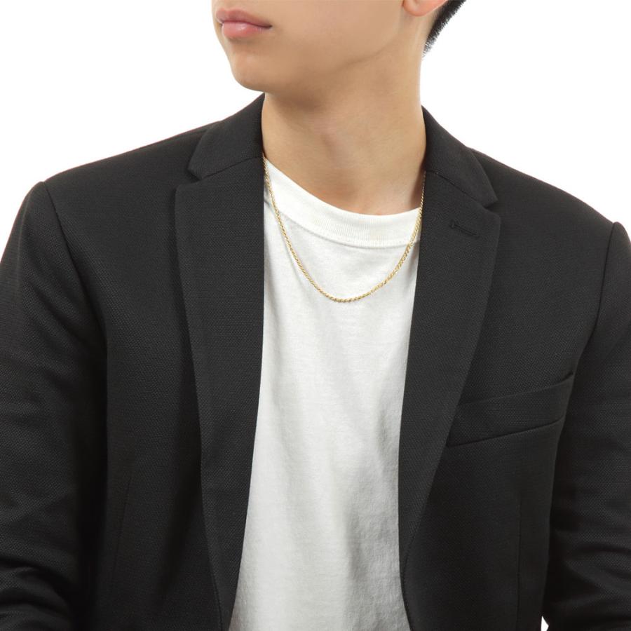 【プレミアムモデル】 18金 メンズ ネックレス K18 レディース イエローゴールド プレミアム パイプ ロープチェーン 2mm幅 50cm [k18 18k スクリュー ]の画像