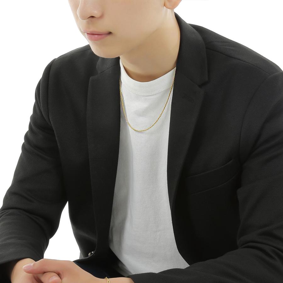【プレミアムモデル】 18金 メンズ ネックレス K18 レディース イエローゴールド プレミアム パイプ ロープチェーン 2mm幅 50cm [k18 18k スクリュー ]の画像