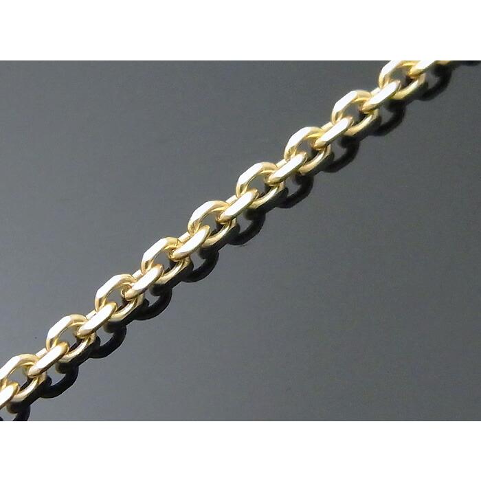 18金 メンズ ネックレス K18 イエローゴールド ４面カット RIOアズキ チェーン 1.8mm 幅 45cm(アジャスターで42cm使用可） [18k 小豆 あずき 男性 ]の画像