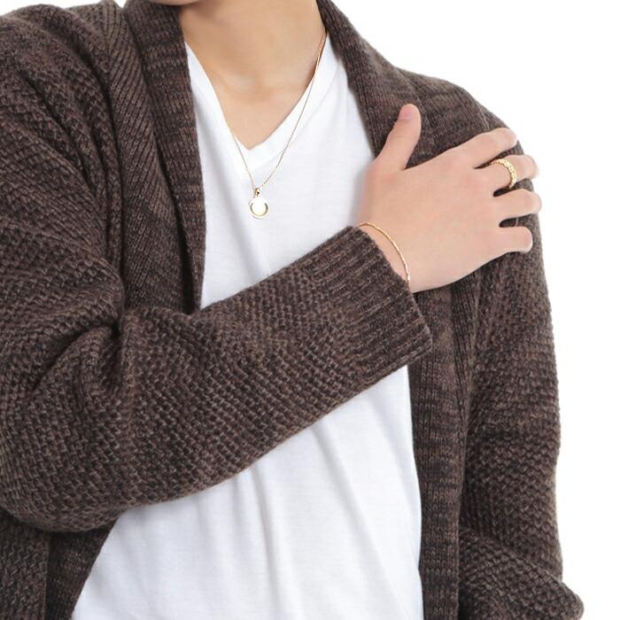 VJ【ブイジェイ】 18金 メンズ ネックレス K18 イエローゴールド ダブル テクスチャー エンド コイン ペンダント アズキ チェーン【Cセット】※長さ45cm.50cmの画像