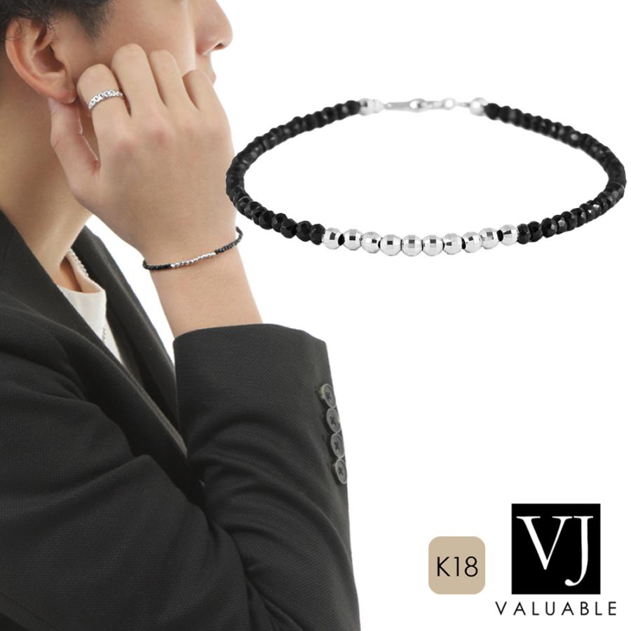 【4mm】ブラックスピネル＆K18　グリッタービーズ　ブレスレットB 4mm】ブラックスピネル＆K18グリッタービーズブレスレットA