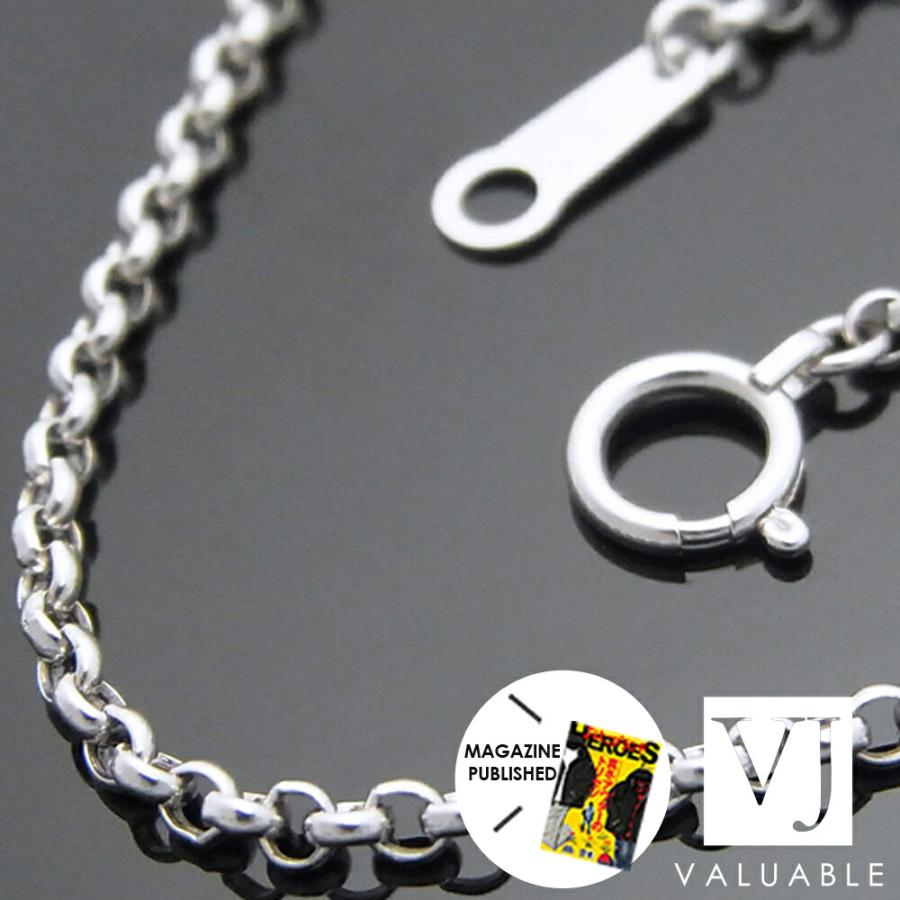 18金 メンズ ネックレス 18k ホワイトゴールド ロイヤル ロールチェーン 2.6mm幅 45cm