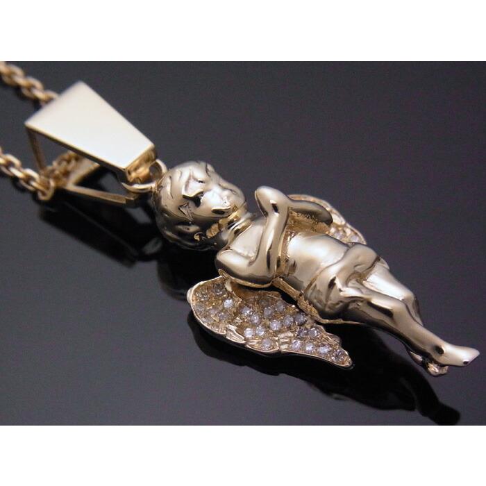 Joe Rodeo(ジョーロデオ）×VJ カスタム 10Kイエローゴールド ダイヤモンド0.16ｃｔ エンジェル ペンダント ネックレス  [k10  10金 チャーム 天使 デザイナー]の画像