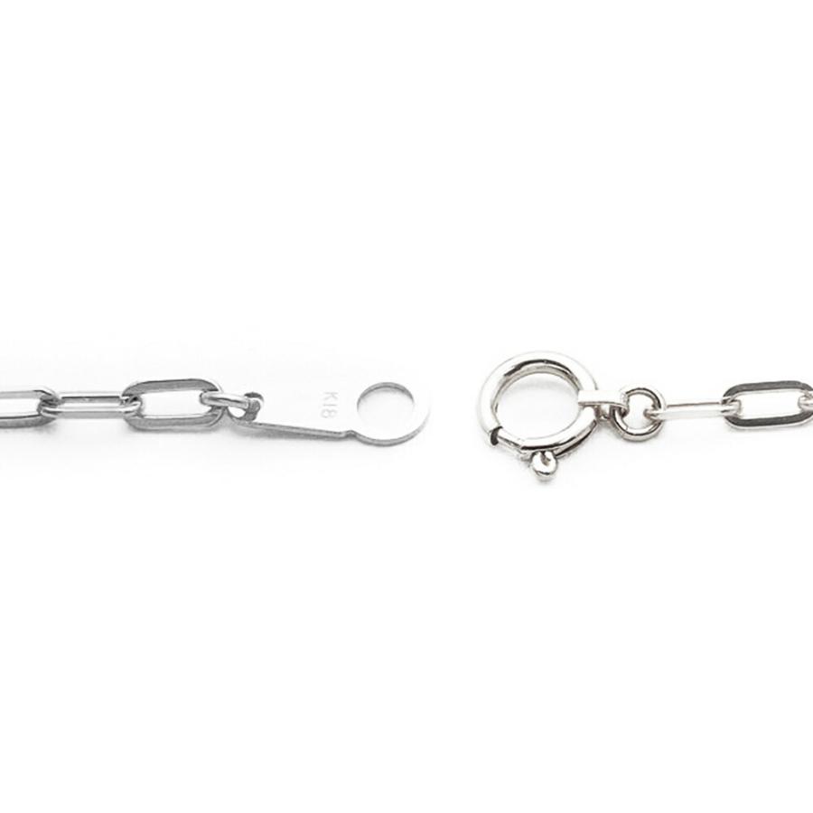 18金 メンズ ネックレス K18 ホワイトゴールド スクエアロロチェーン 1.6mm幅 50cm [k18 スクエアカット アズキ 18k 角 小豆荒角小豆 長角あずき]の画像
