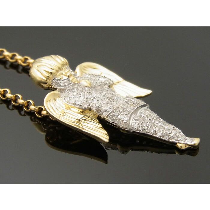 10K　イエローゴールド　ダイヤモンド0.55ct　エンジェル　ペンダントチェーンセット　10金 ネックレスの画像
