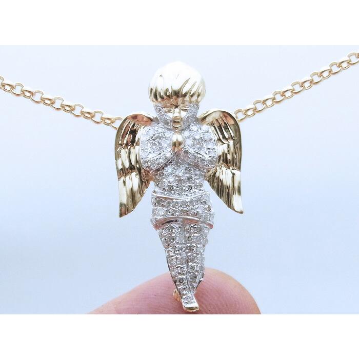 10K　イエローゴールド　ダイヤモンド0.55ct　エンジェル　ペンダントチェーンセット　10金 ネックレスの画像
