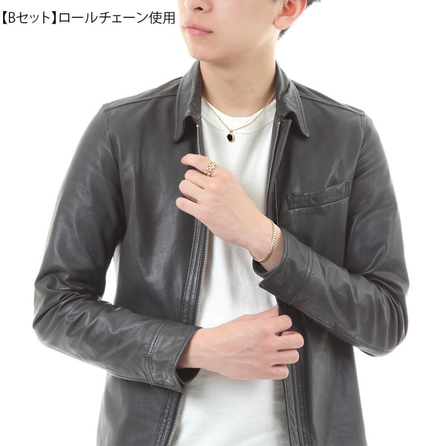 VJ【ブイジェイ】 18金 メンズ ネックレス K18 イエローゴールド オニキス フロート ブラック コイン ロール チェーン 【Bセット】※45cm.50cm選択[18k]の画像