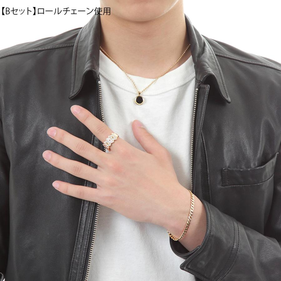 VJ【ブイジェイ】 18金 メンズ ネックレス K18 イエローゴールド オニキス フロート ブラック コイン ロール チェーン 【Bセット】※45cm.50cm選択[18k]の画像
