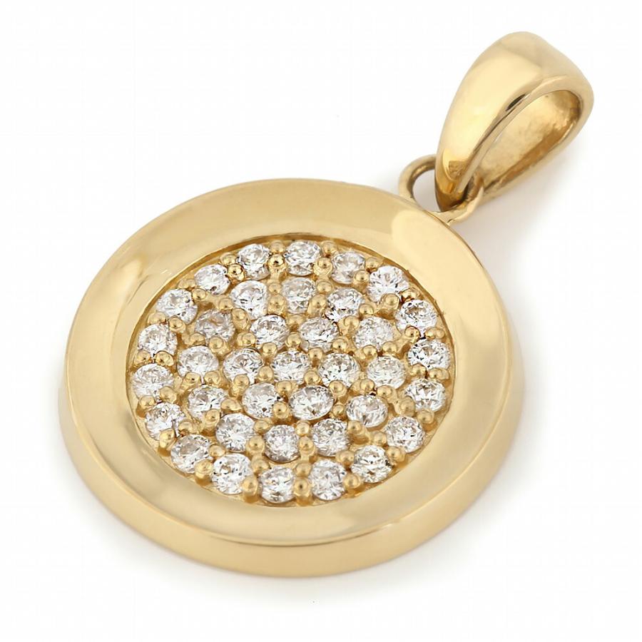 VJ 18金 メンズ ネックレス K18 イエローゴールド クラッシュド ダイヤモンド コイン ペンダント ※ペンダントのみ