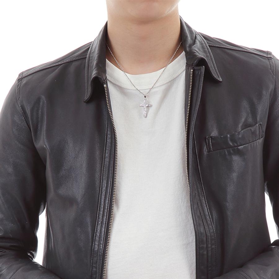 18金 メンズ ネックレス K18 ホワイトゴールド ダイヤモンド カット フィリグリー クロス ペンダント ダブル ロロ チェーンセット【18k 十字架 デザイン 】の画像