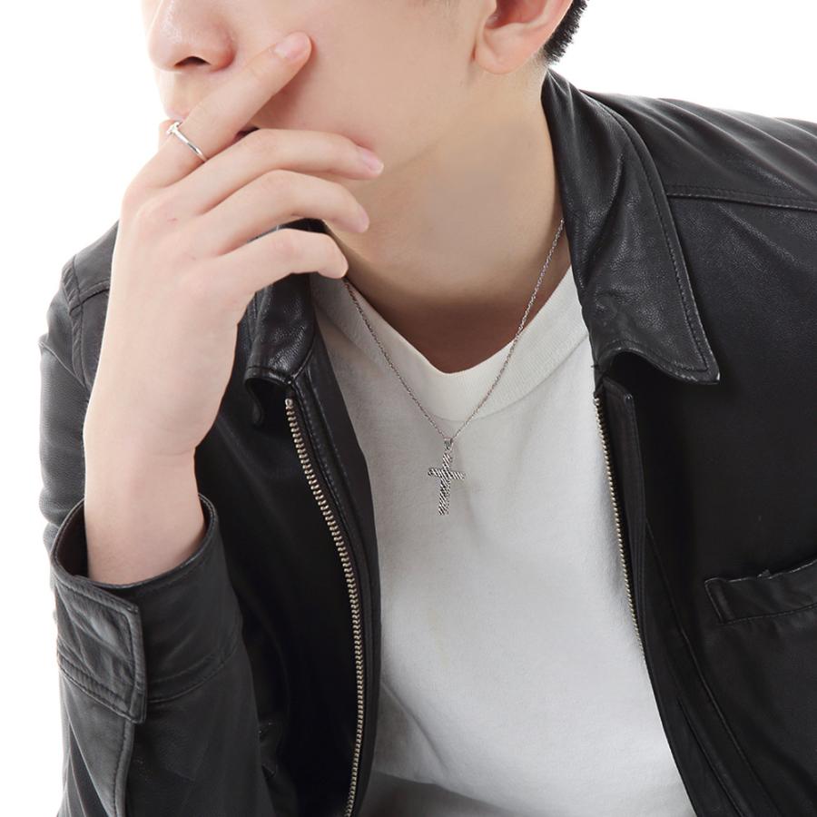18金 メンズ ネックレス K18 ホワイトゴールド ダイヤモンド カット フィリグリー クロス ペンダント ダブル ロロ チェーンセット【18k 十字架 デザイン 】の画像